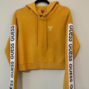 Yellow Guess cropped hoodie
